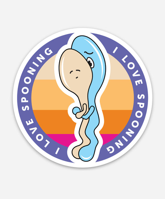 I Love Spooning, 3x3" Waterproof Sticker
